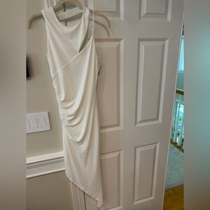 BCBGMaxAzria Ivory One-Shoulder Draped Dress